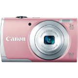 Canon PowerShot A2600 IS 16.0 MP Digital Camera with 5x Optical Zoom and 720p Full HD Video Recording (Pink)