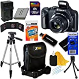 Canon PowerShot SX170 IS 16.0 MP Digital Camera with 16x Optical Zoom and 720p HD Video (Black) + NB-6L Battery & AC/DC Battery Charger + 9pc Bundle 32GB Deluxe Accessory Kit w/ HeroFiber Ultra Gentle Cleaning Cloth